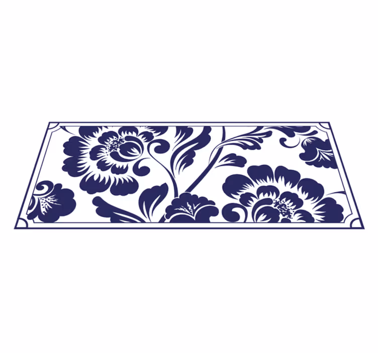 Floral vinyl carpet in navy floral pattern - TenStickers