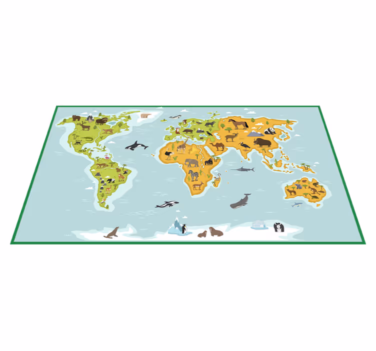 Cartographic Exploration world map vinyl carpet - TenStickers