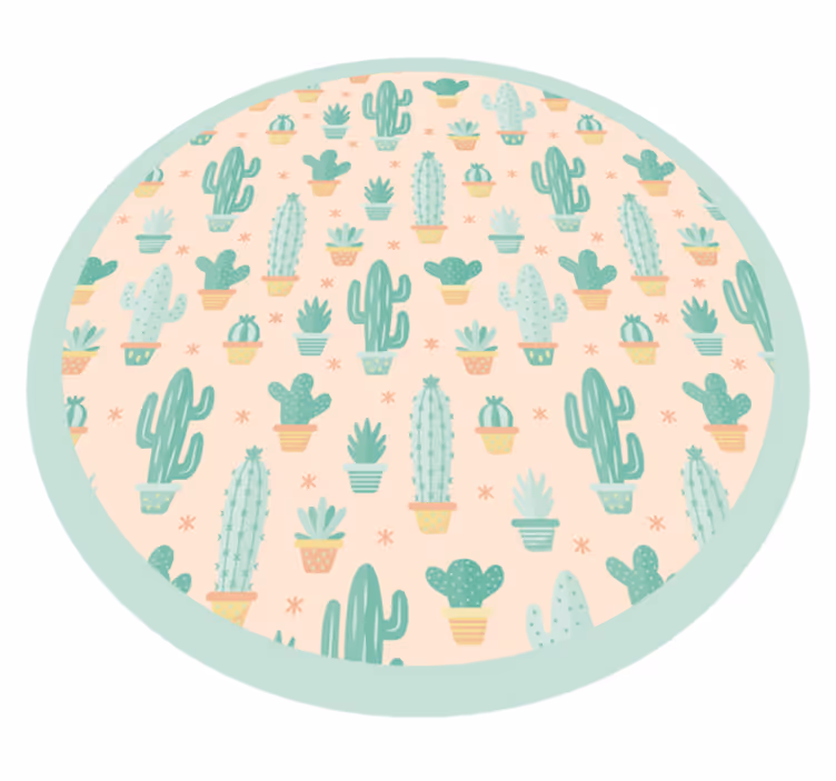 Cacti Circular Pattern kids vinyl carpet - TenStickers