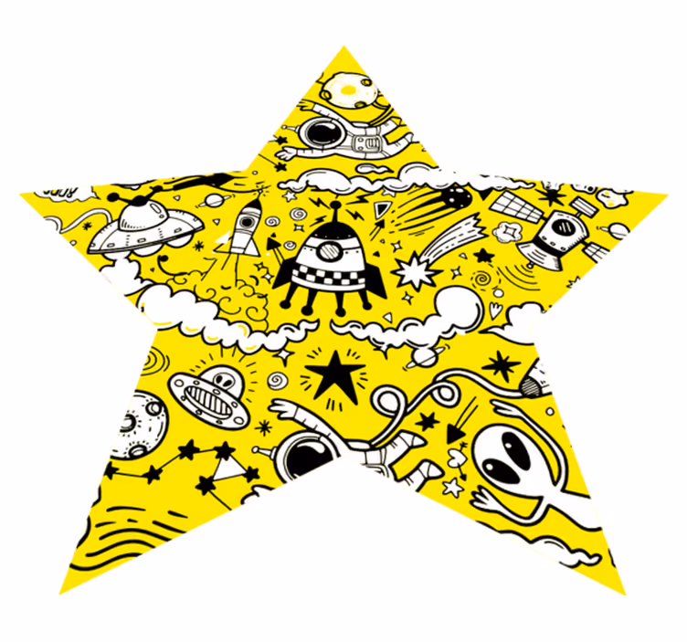 Alien Doodle Star kids vinyl carpet - TenStickers