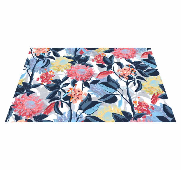 Floral vinyl carpet with blooming design detail - TenStickers