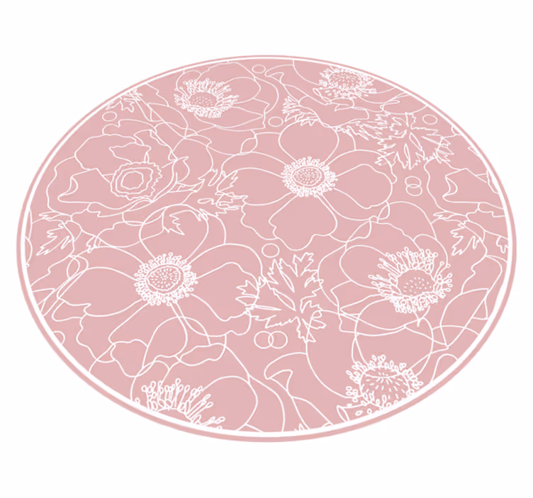 Floral outline motif floral vinyl carpet - TenStickers