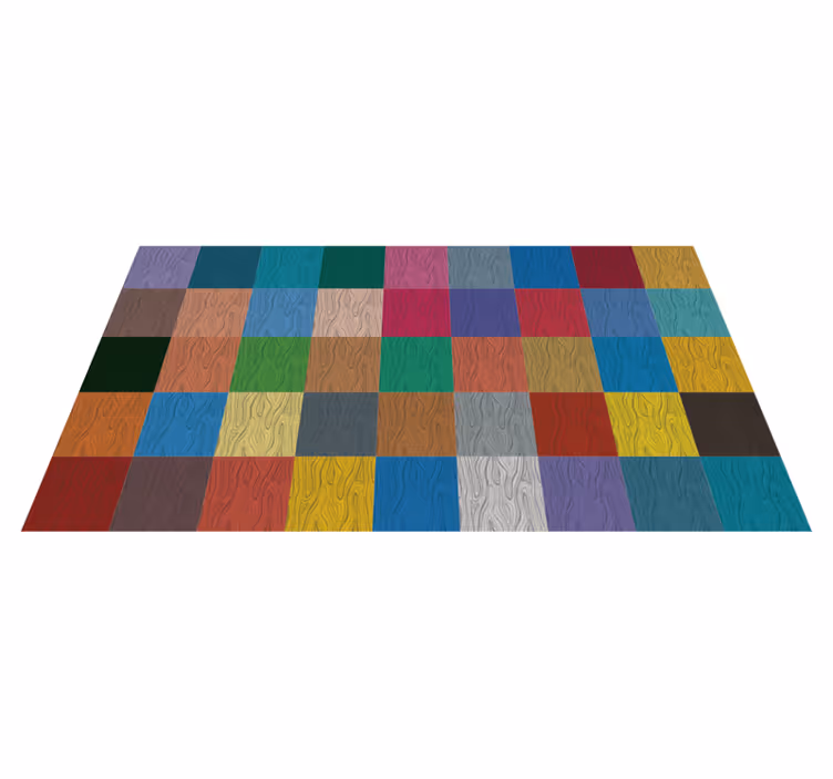 Multicolor Checkerboard wood effect vinyl carpet - TenStickers