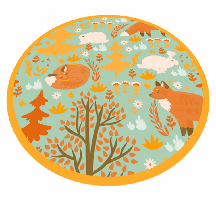 Wood Creatures kids vinyl rug - TenStickers
