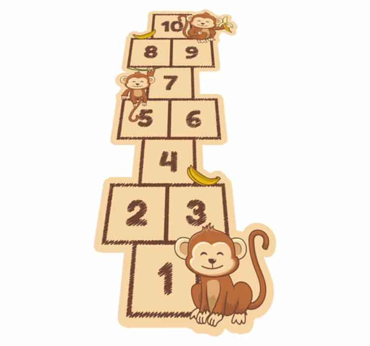 Monkey Hopscotch kids vinyl carpet - TenStickers