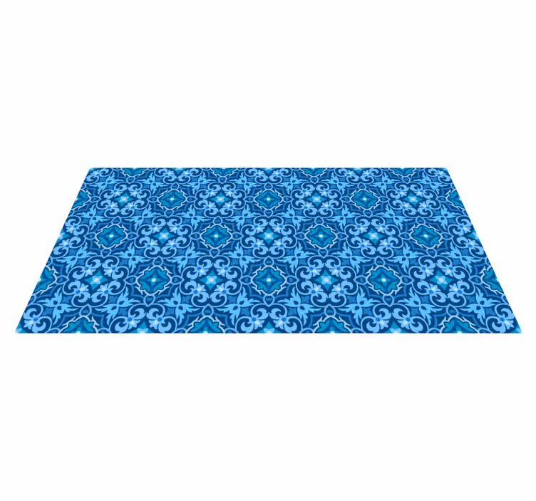Ornamental Blue Pattern tile vinyl carpet - TenStickers