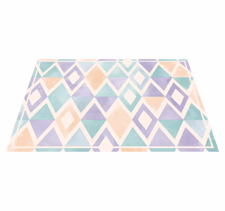 Geometric vinyl carpet in pastel colors - TenStickers