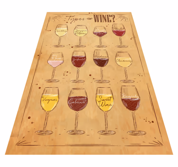 Types of Wine kitchen vinyl carpet - TenStickers