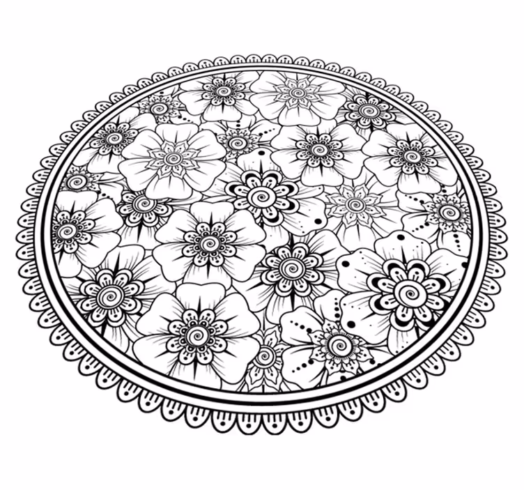 Mandala vinyl carpet with floral design - TenStickers