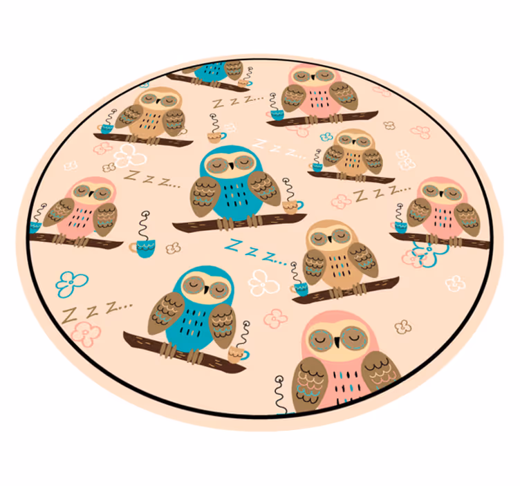 Owl Themed Circle nursery vinyl carpet - TenStickers