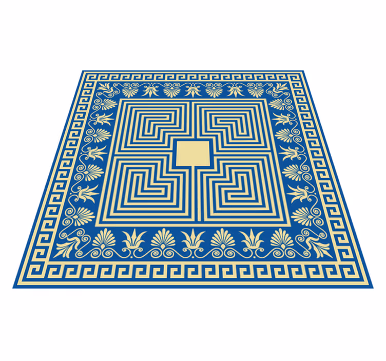 Greek Blue Tile vintage vinyl rug - TenStickers