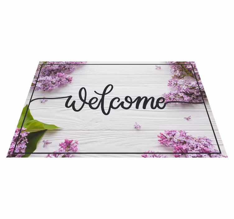Welcome Floral Entrance custom vinyl carpet - TenStickers