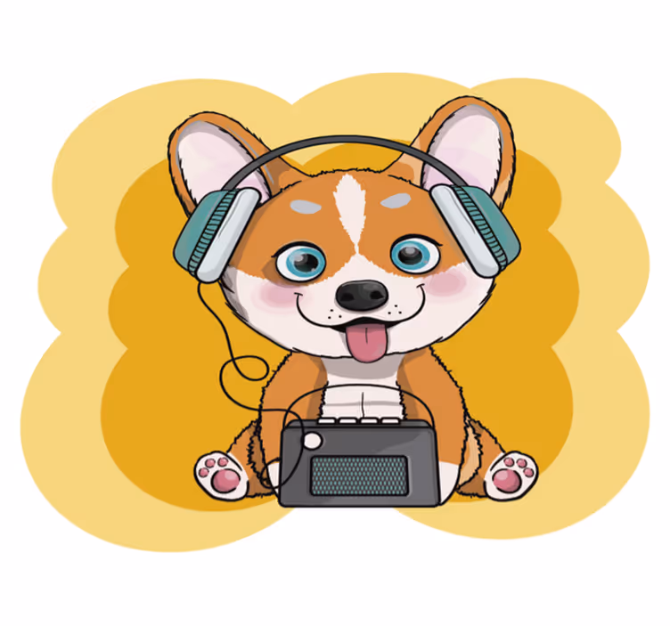Puppy Headphones Illustration kids vinyl carpet - TenStickers