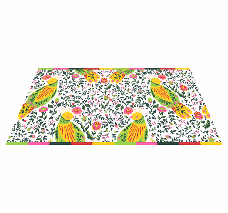 Floral vinyl carpet floral parrot design - TenStickers