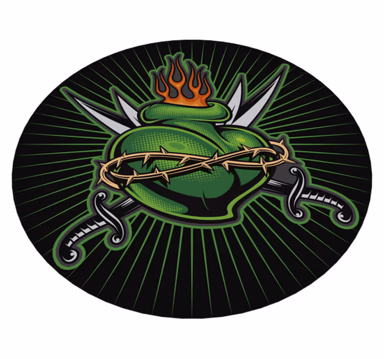 Fiery Sword Heart game vinyl carpet - TenStickers