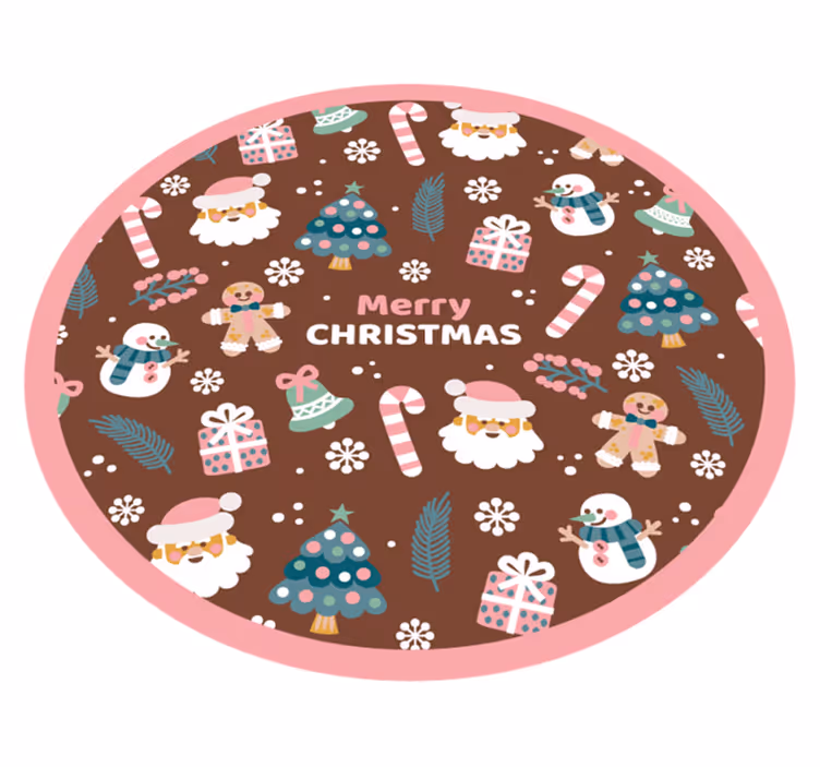 Festive Round Circle Christmas vinyl carpet - TenStickers