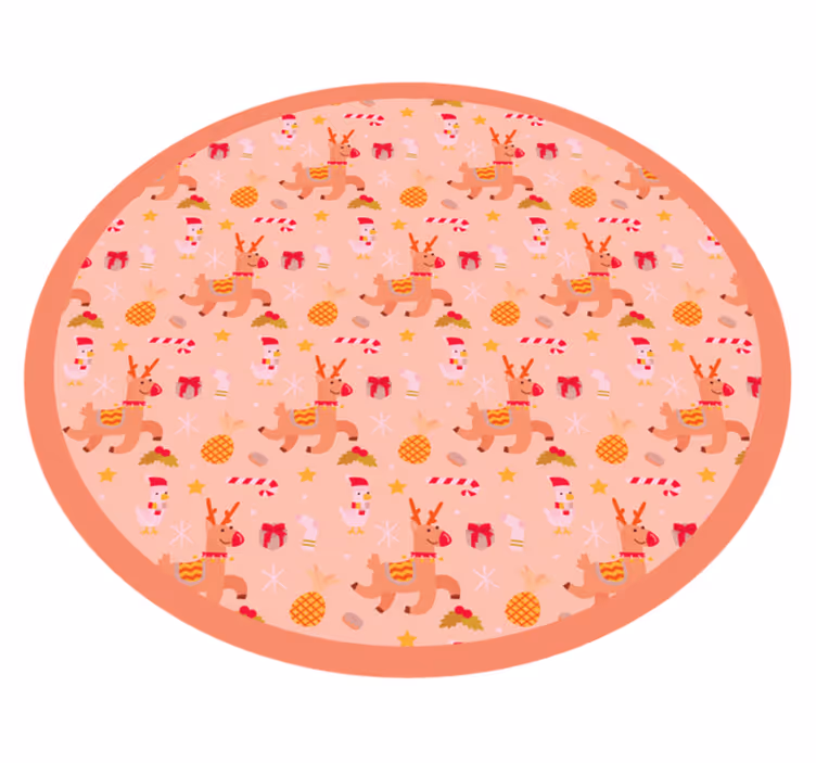 Festive Reindeer Circle Christmas vinyl carpet - TenStickers