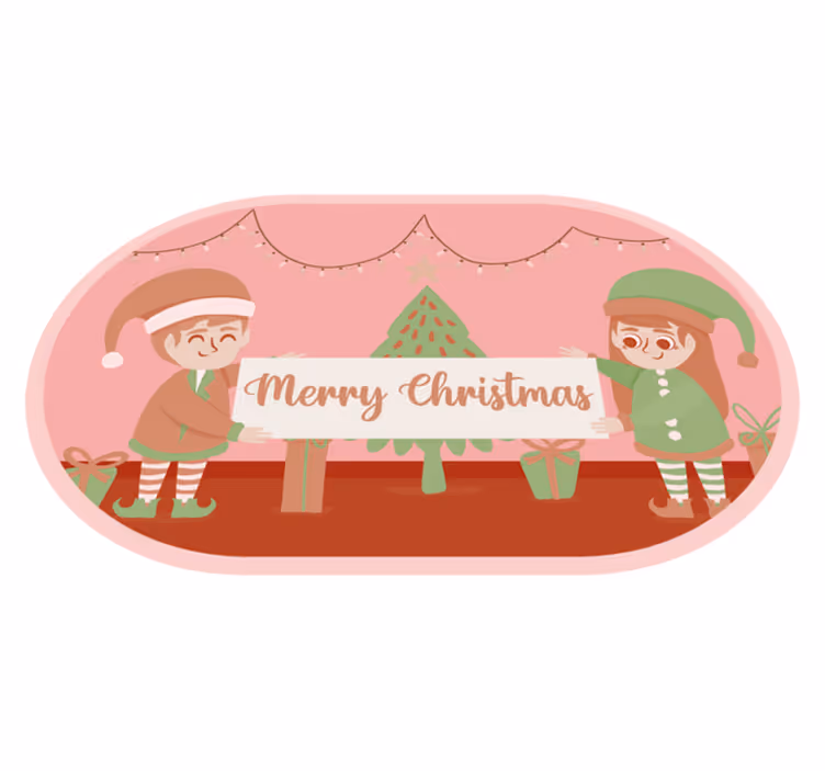 Festive Elves Scene Christmas vinyl carpet - TenStickers