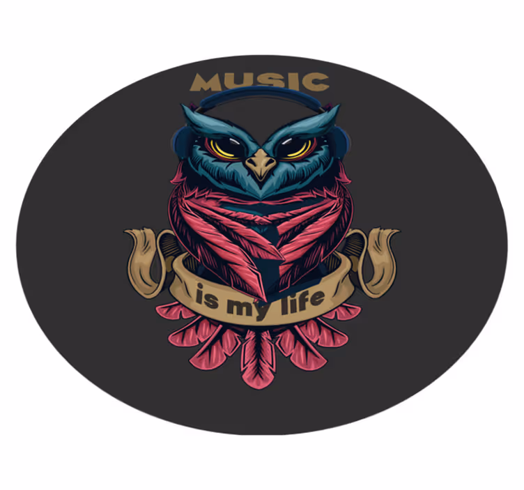 Owl Music Emblem teen vinyl carpet - TenStickers