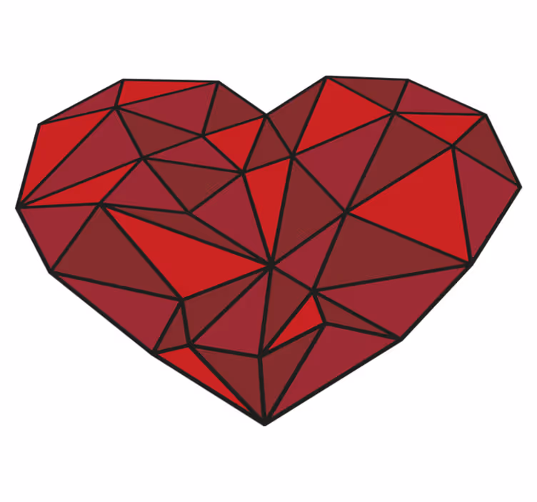 Faceted Heart geometric vinyl carpet - TenStickers
