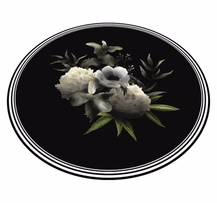 Botanical Monochrome Sophistication floral vinyl carpet - TenStickers
