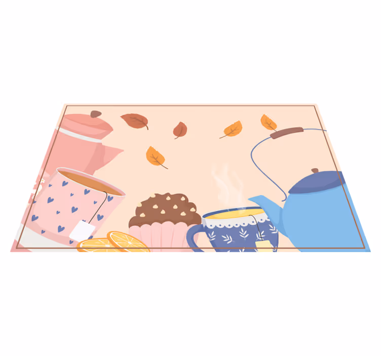 Teatime Illustration floral vinyl carpet - TenStickers