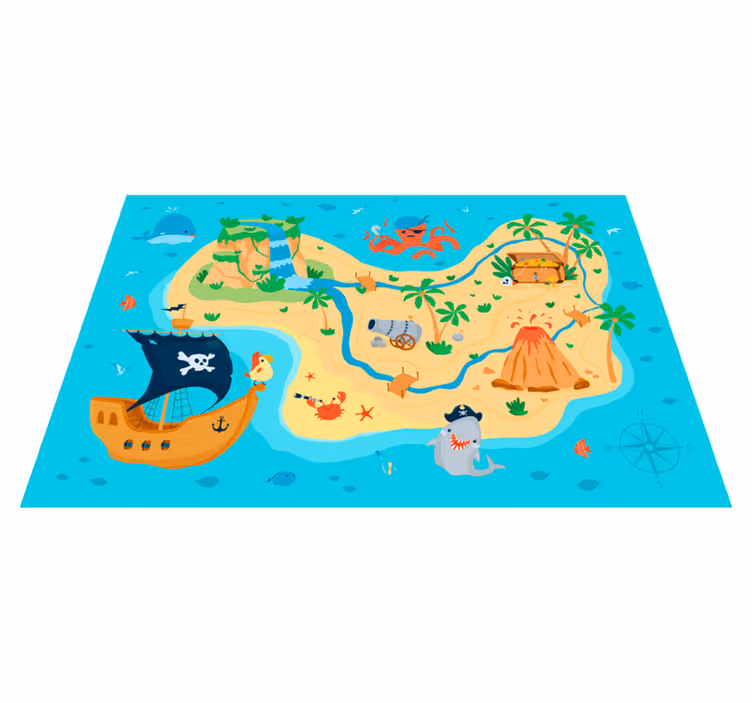 Pirate Adventure Map game vinyl carpet - TenStickers