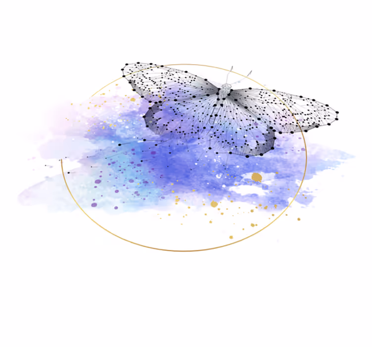 Butterfly Watercolor floral vinyl carpet - TenStickers
