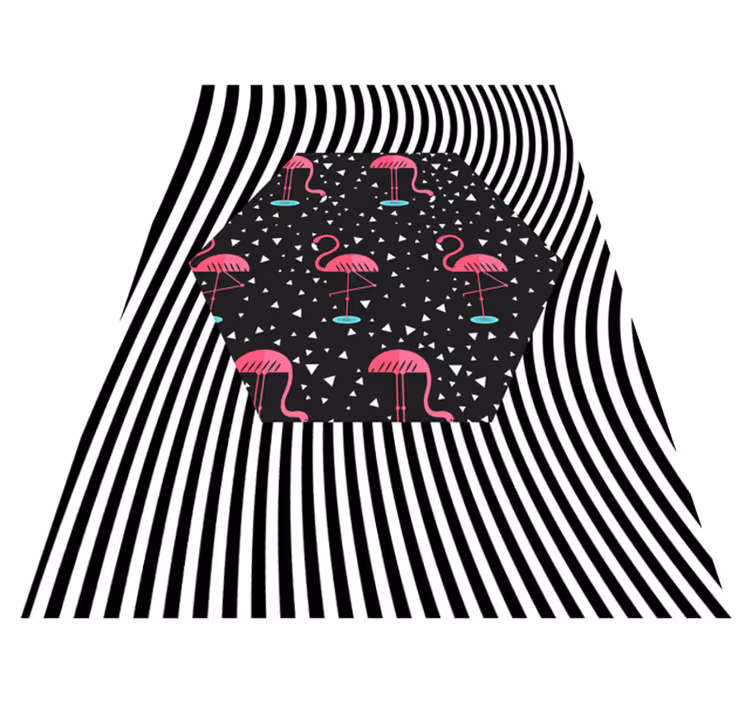 Flamingo Striped Hexagon animal vinyl carpet - TenStickers