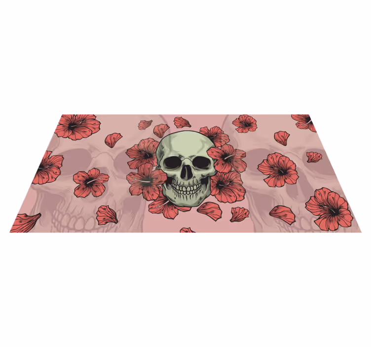 Skull Floral Overlay halloween vinyl carpet - TenStickers