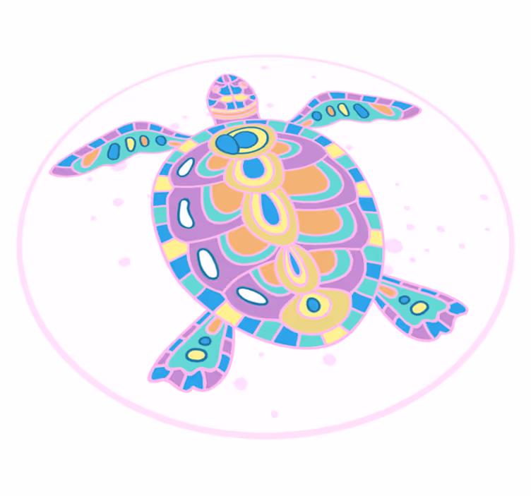Colorful Turtle Illustration kids vinyl carpet - TenStickers