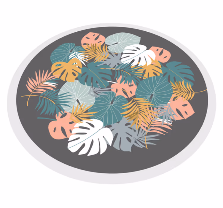 Botanical Leaf Circle floral vinyl carpet - TenStickers