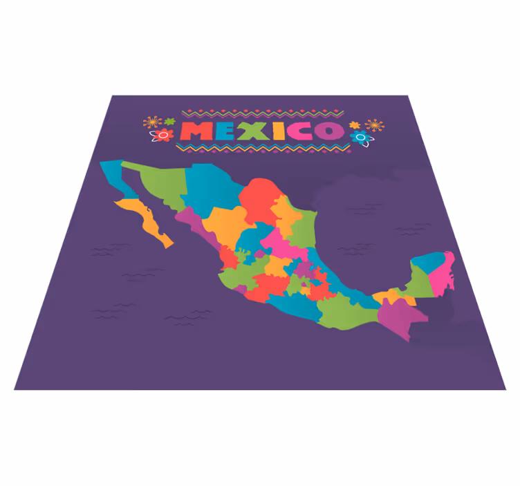 Colorful Mexico Map world map vinyl carpet - TenStickers
