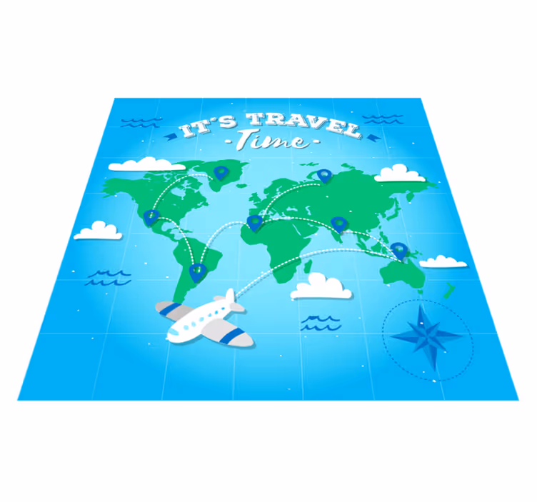 Global Map Discovery world map vinyl carpet - TenStickers