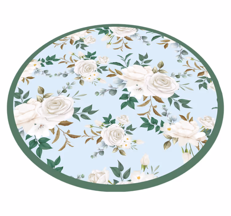 Botanical Round Arrangement floral vinyl carpet - TenStickers