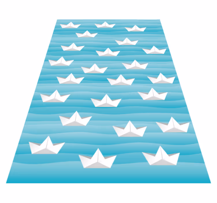 Striped Paper Boats star vinyl carpet - TenStickers