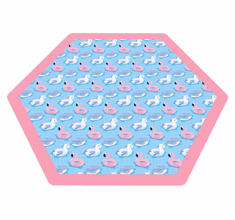 Playful Unicorn Hexagon kids vinyl carpet - TenStickers