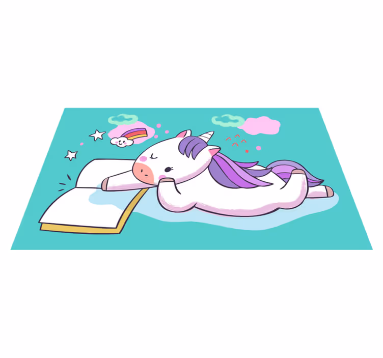 Reading Unicorn kids vinyl carpet - TenStickers