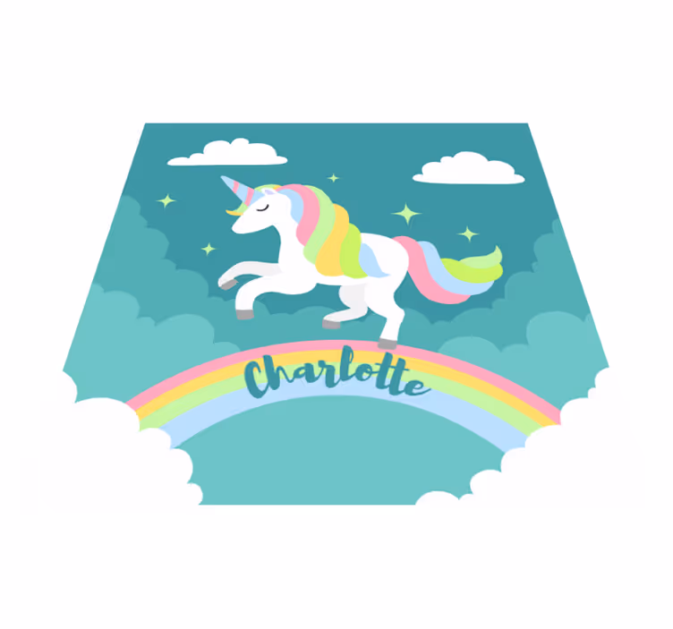 Personalized Rainbow Unicorn nursery vinyl carpet - TenStickers