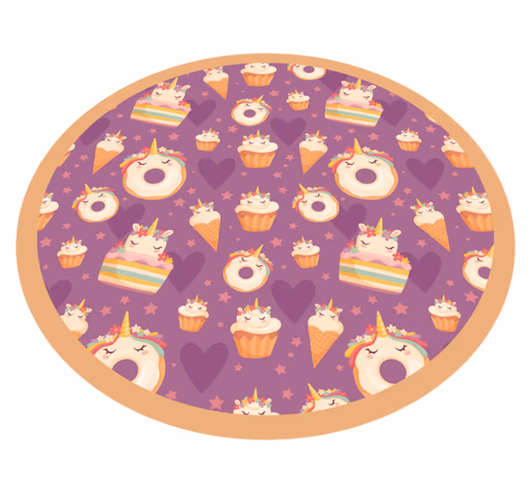 Unicorn Treats Round kids vinyl carpet - TenStickers