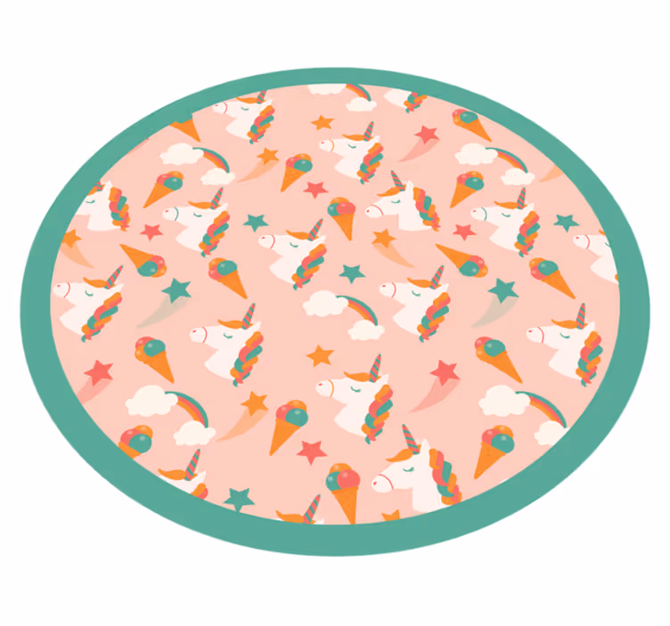 Unicorn Motif Circle kids vinyl carpet - TenStickers