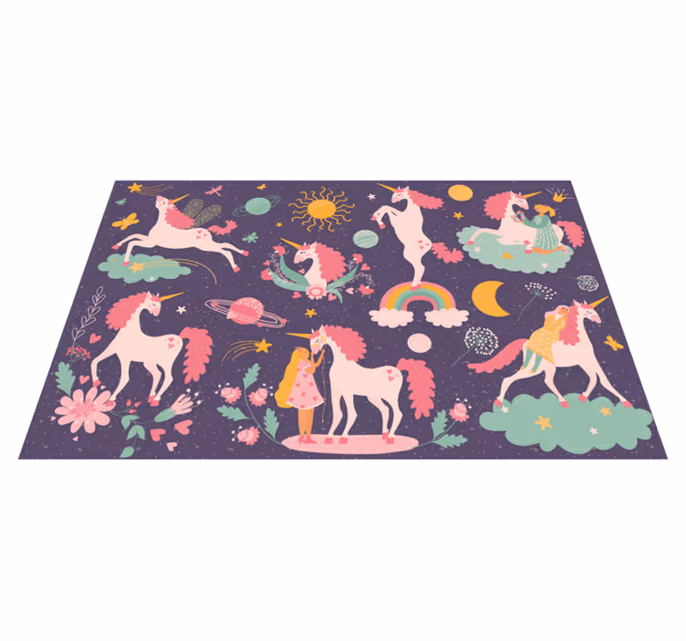 Enchanted Unicorns kids vinyl carpet - TenStickers