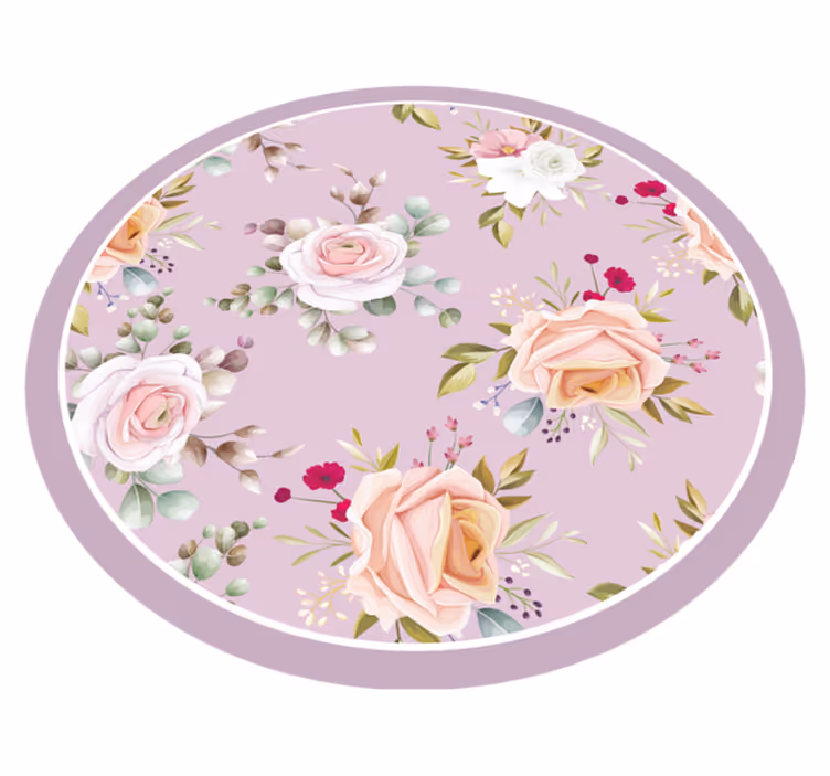 Botanical Round Sophistication floral vinyl carpet - TenStickers
