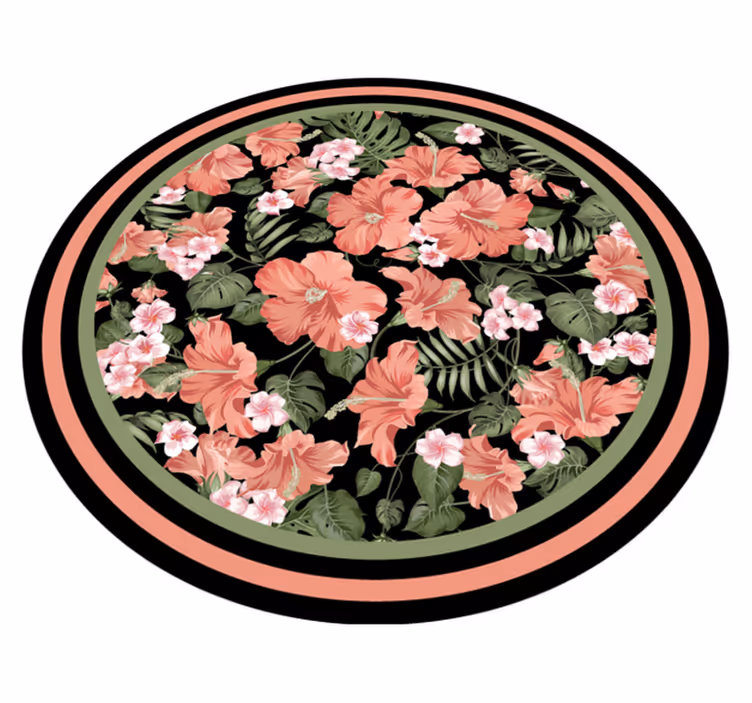 Botanical Round Element floral vinyl carpet - TenStickers