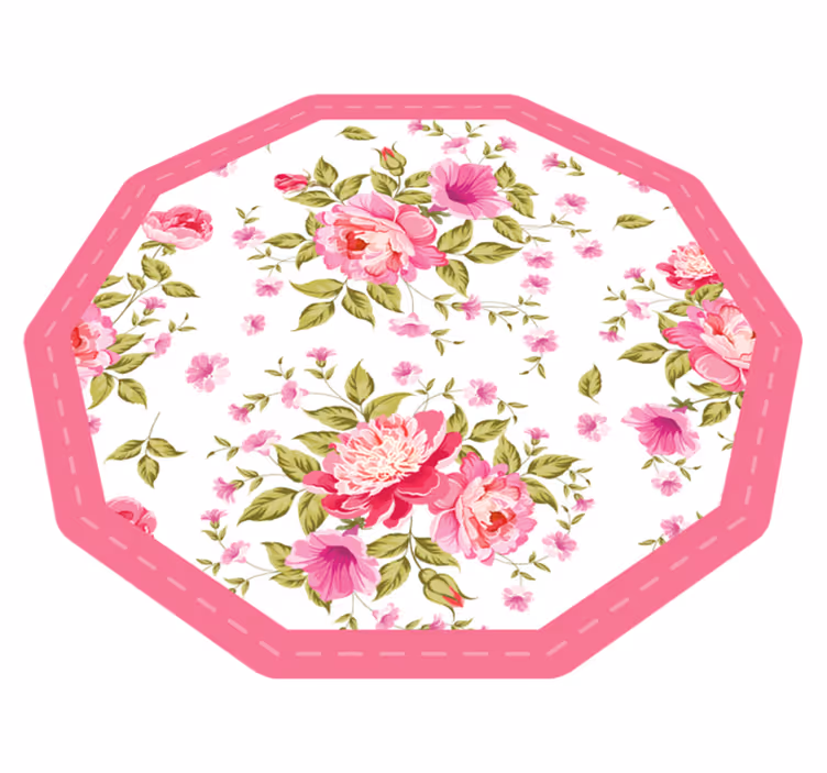 Botanical Octagon floral vinyl carpet - TenStickers