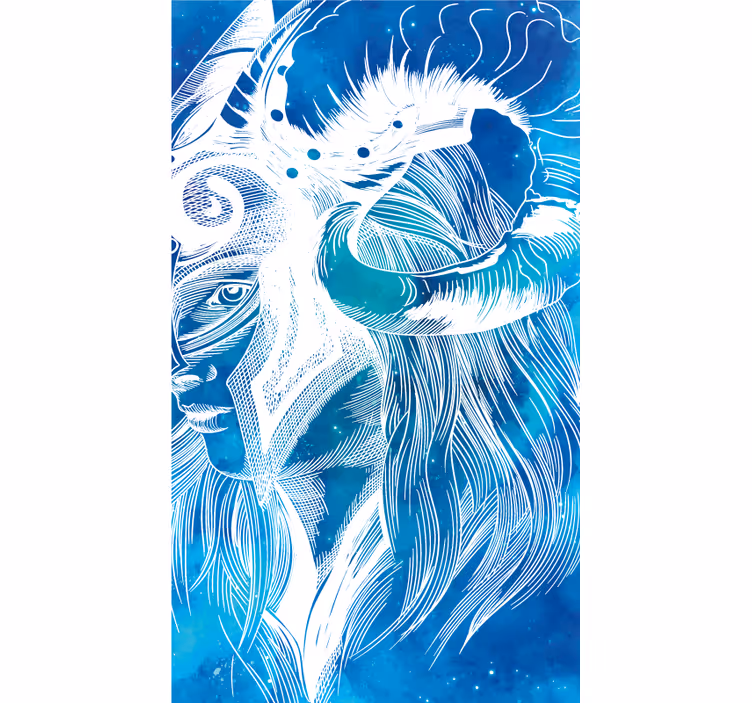 Mythical Caprine Illustration animal vinyl carpet - TenStickers