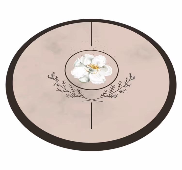 Botanical Round Insignia floral vinyl carpet - TenStickers