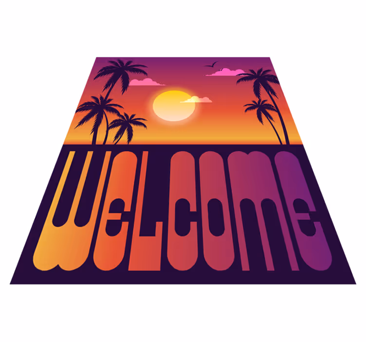 Tropical Sunset Welcome custom vinyl carpet - TenStickers
