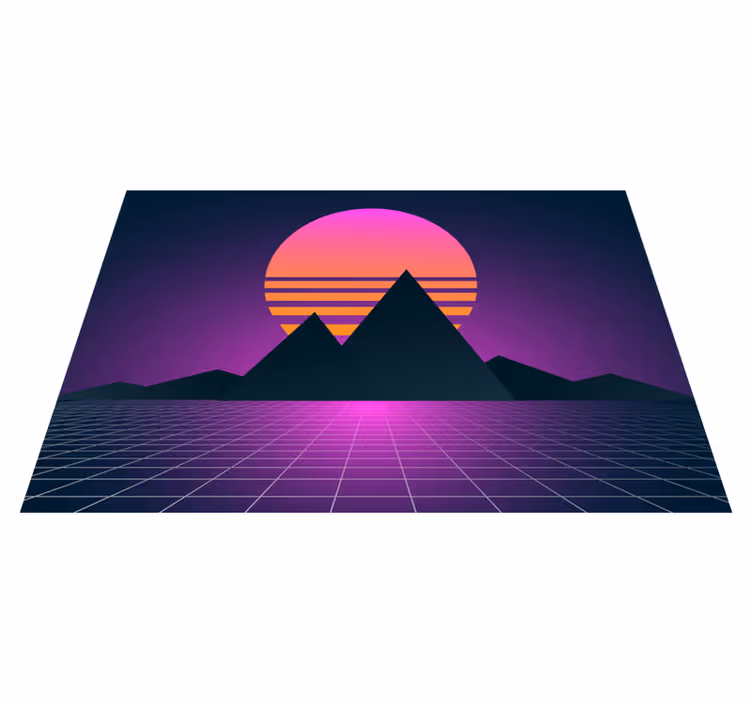 Retro Sunset Geometry vintage vinyl carpet - TenStickers