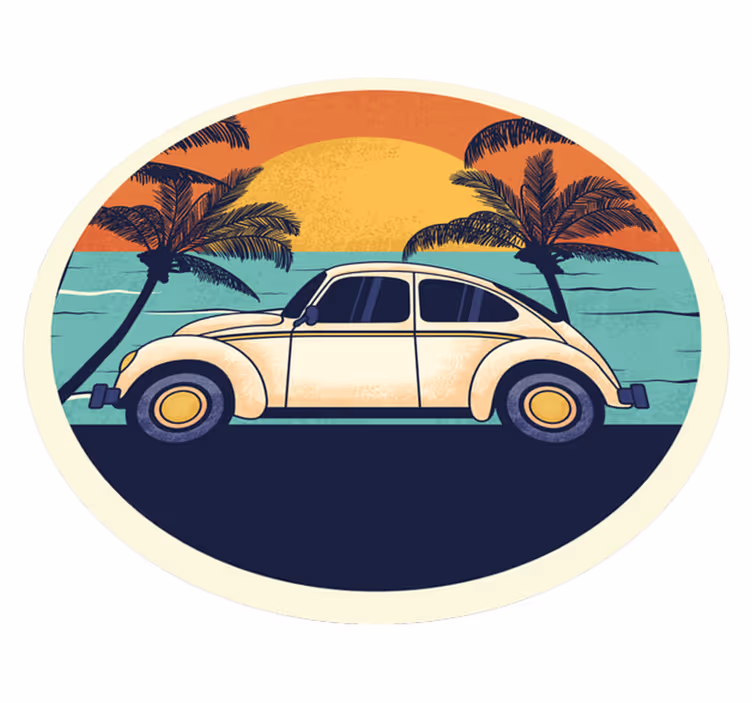 Retro Car Scenery vintage vinyl carpet - TenStickers